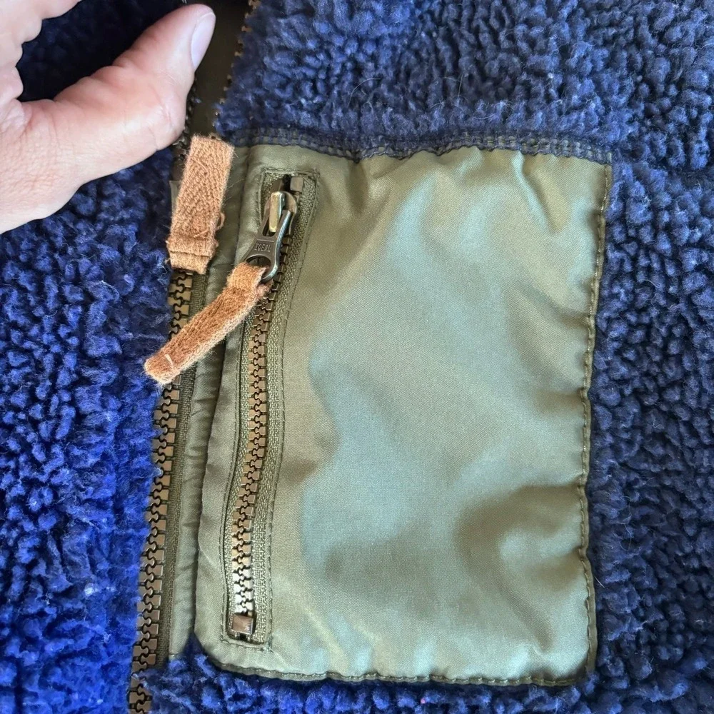Carter's Boys Size 6 Small Sherpa Sweatshirt‎ Shacket Blue Green Zip Up